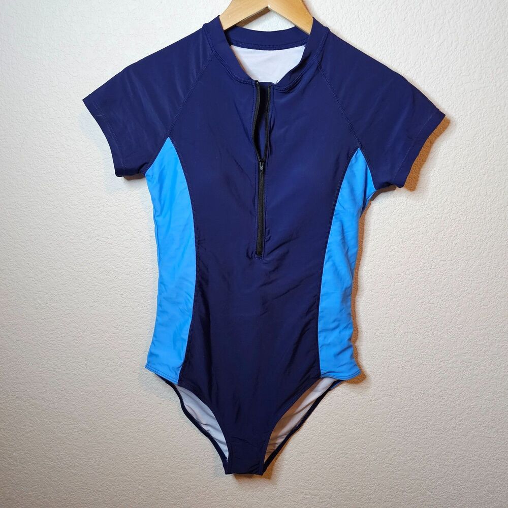 NWT Holipick Women's SZ Med One Piece Swimsuit Zipper Front Rash Guard Bodysuit